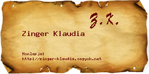 Zinger Klaudia névjegykártya